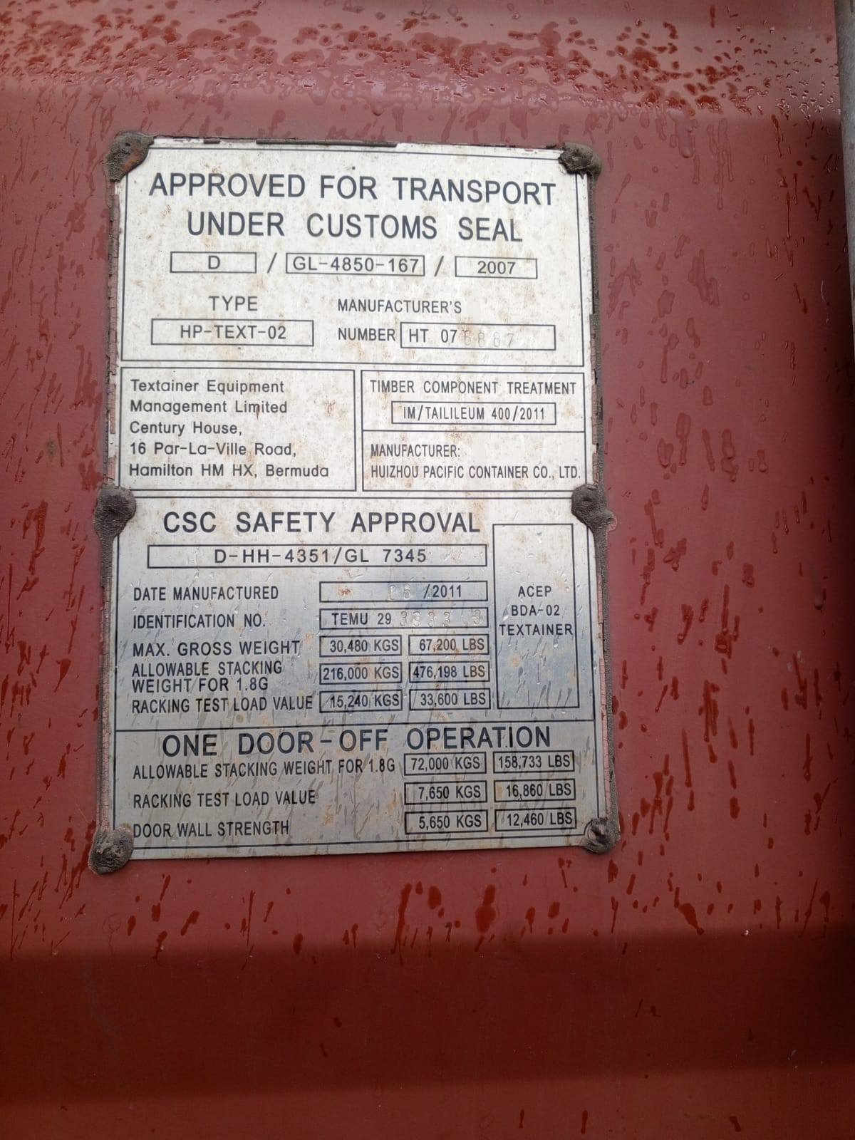 Морской контейнер TEMU2939333